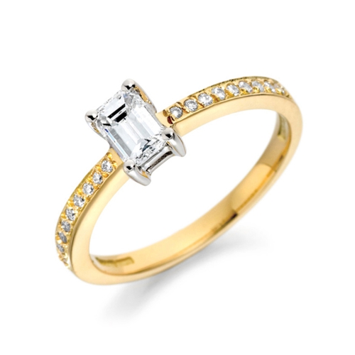 4 Prong Baguette Yellow Gold Admire Engagement Rings