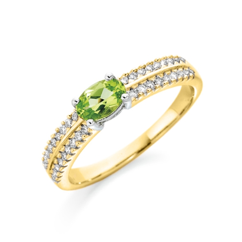 4 Prong Oval Yellow Gold Iridescent Lab Grown Diamond Engagement Rings
