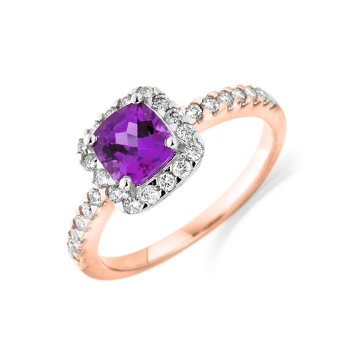 4 Prong Cushion Rose Gold Bloom Lab Grown Diamond Engagement Rings