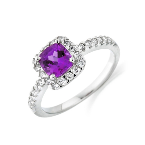 4 Prong Cushion Bloom Naturally Mined Diamond Gemstone Engagement Rings