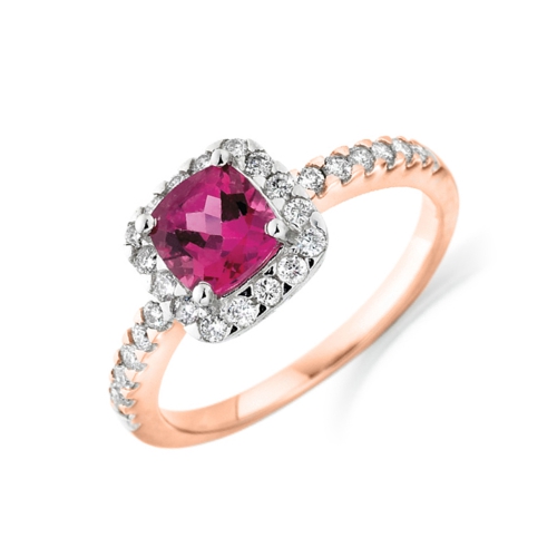 4 Prong Cushion Rose Gold Bloom Lab Grown Diamond Engagement Rings