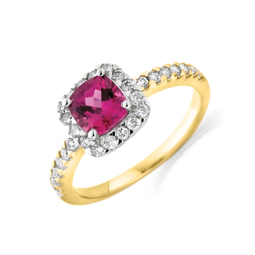 4 Prong Cushion Yellow Gold Bloom Lab Grown Diamond Engagement Rings