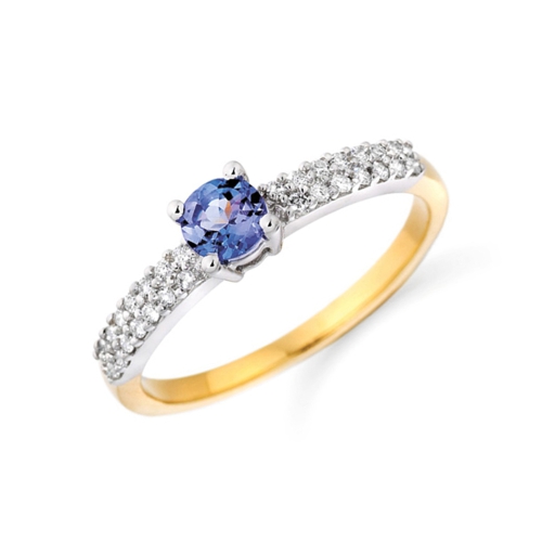 4 Prong Round Yellow Gold Eden Naturally Mined Diamond Engagement Rings