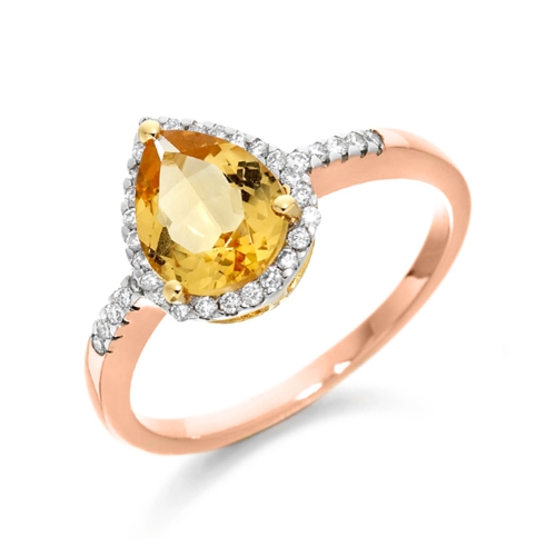 Prong Pear Rose Gold Shining Lab Grown Diamond Engagement Rings