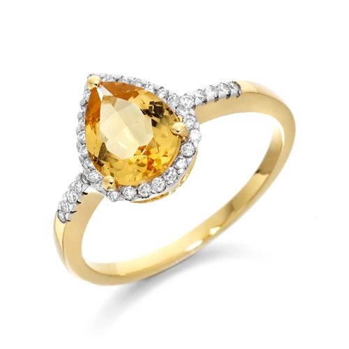 Prong Pear Yellow Gold Shining Lab Grown Diamond Engagement Rings