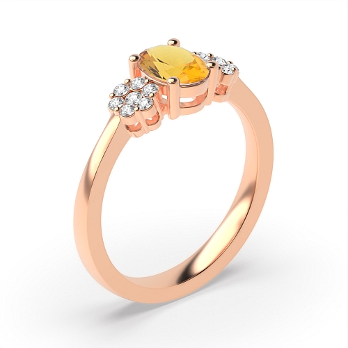 4 Prong Oval Rose Gold Luminous Naturally Mined Diamond Engagement Rings