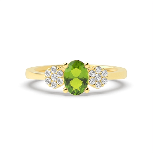 4 Prong Oval Yellow Gold Luminous Lab Grown Diamond Engagement Rings