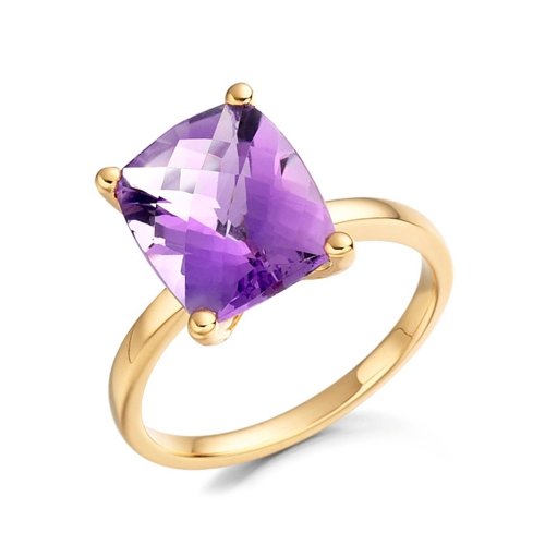 4 Prong Cushion Yellow Gold 1.5ct Lab Grown Diamond Engagement Rings