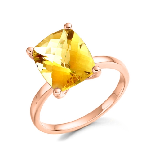 4 Prong Cushion Rose Gold Crown Lab Grown Diamond Engagement Rings