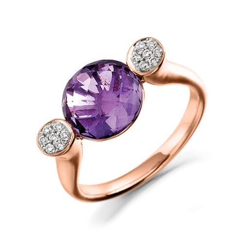 Pave Setting Round Rose Gold Cherished Lab Grown Diamond Engagement Rings