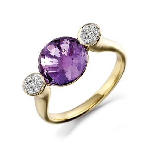 Pave Setting Round Yellow Gold Cherished Lab Grown Diamond Engagement Rings
