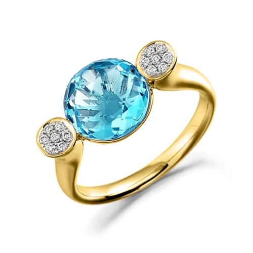 Pave Setting Round Yellow Gold Cherished Lab Grown Diamond Engagement Rings