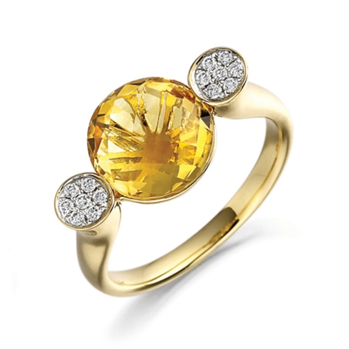 Pave Setting Round Yellow Gold Cherished Lab Grown Diamond Engagement Rings
