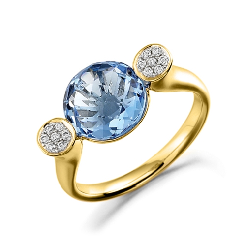 Bezel Setting Round Yellow Gold Cherished Lab Grown Diamond Engagement Rings