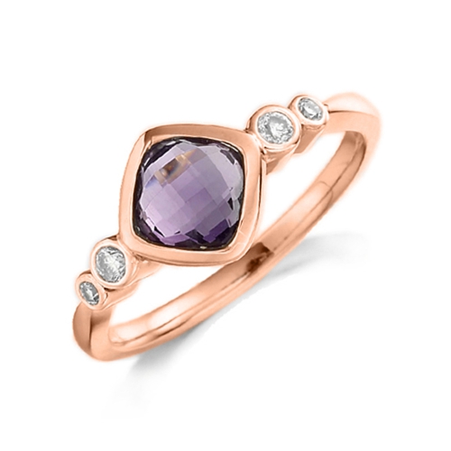 Bezel Setting Cushion Rose Gold Majestic Lab Grown Diamond Rings