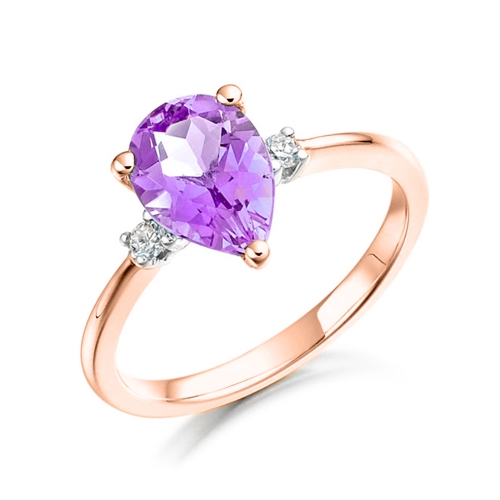 Prong Pear Rose Gold Radiance Lab Grown Diamond Engagement Rings