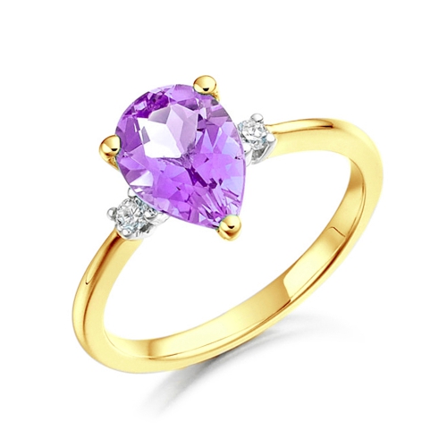 Prong Pear Yellow Gold Radiance Lab Grown Diamond Engagement Rings