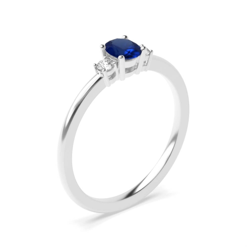 4 Prong Oval Blue Sapphire Gemstone Engagement Rings
