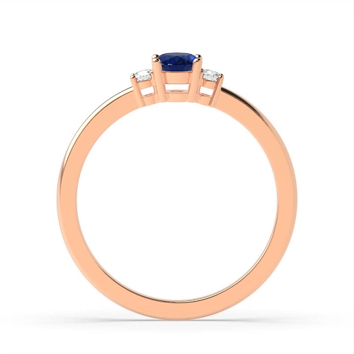 4 Prong Oval Rose Gold Whisper Naturally Mined Diamond Gemstone Engagement Rings