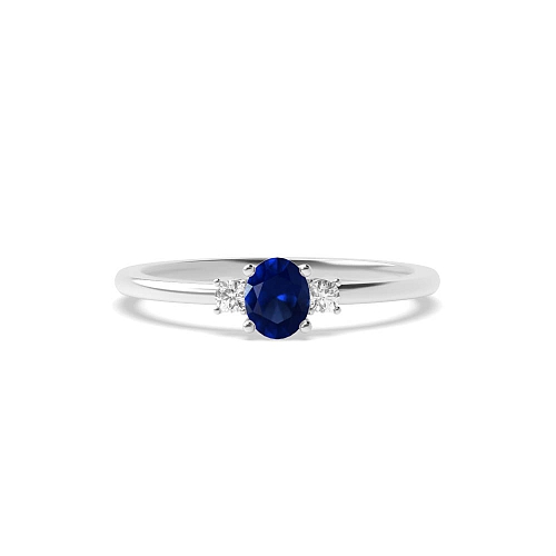 4 Prong Oval Whisper Blue Sapphire Gemstone Engagement Rings