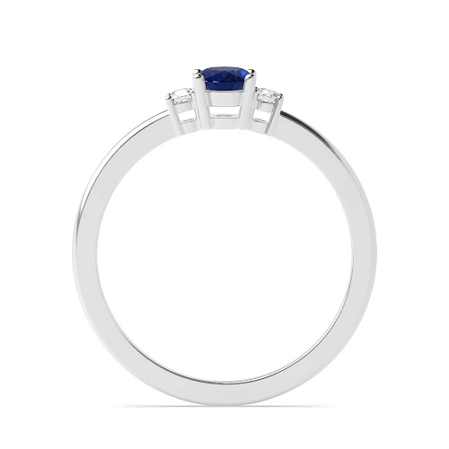 4 Prong Oval Whisper Blue Sapphire Gemstone Engagement Rings