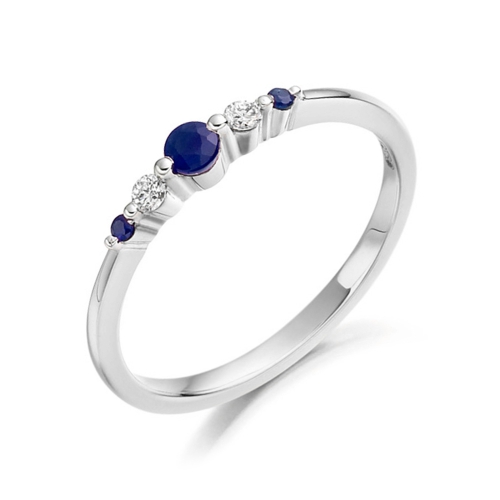 4 Prong Round Serenity Blue Sapphire Gemstone Engagement Rings