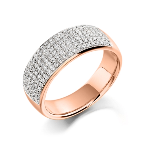 Pave Setting Round Rose Gold Infinity radiance Eternity Engagement Rings