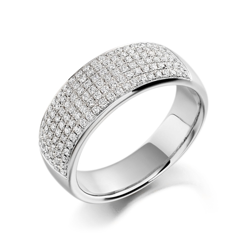 Pave Setting Round Infinity radiance Half Eternity Engagement Rings