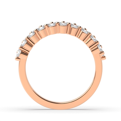 Pave Setting Round Rose Gold 2 row Eternity Engagement Rings