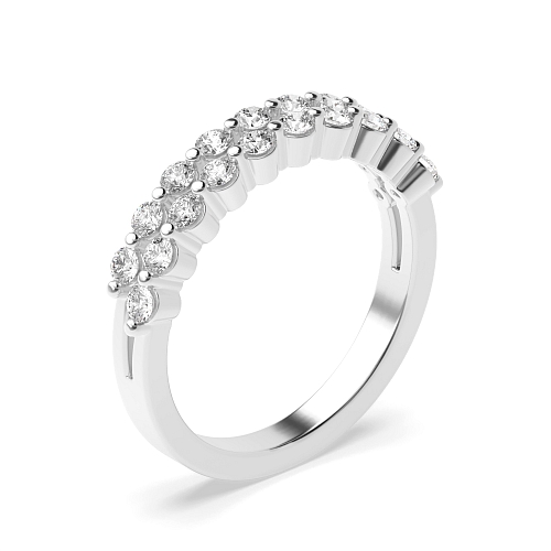 Pave Setting Round 2 row Half Eternity Engagement Rings