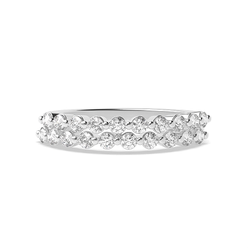 Pave Setting Round 2 row Half Eternity Engagement Rings