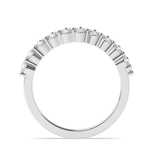 Pave Setting Round 2 row Half Eternity Engagement Rings