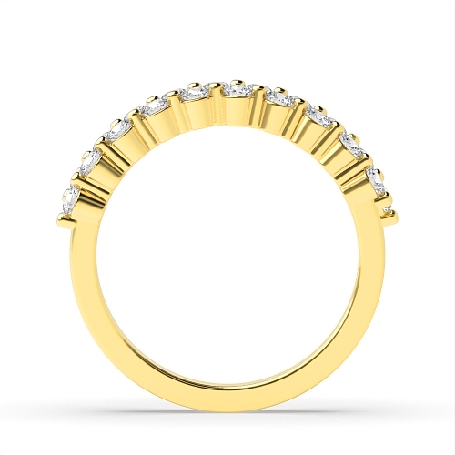 Pave Setting Round Yellow Gold 2 row Eternity Engagement Rings