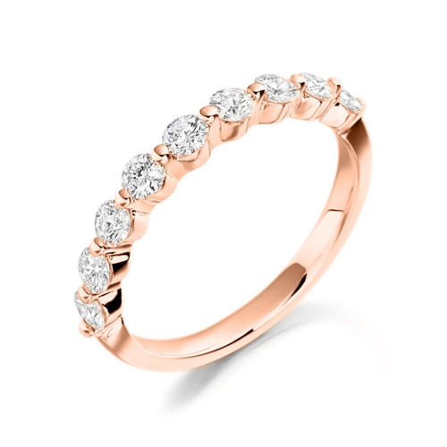 Pave Setting Round Rose Gold Ethereal Eternity Diamond Rings