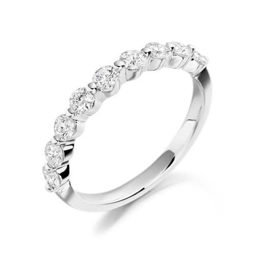 Pave Setting Round Ethereal Moissanite Eternity Diamond Rings