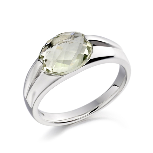 Channel Setting Oval Garnet Gemstone Diamond Ring