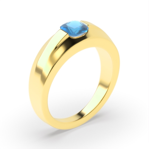 Channel Setting Cushion Yellow Gold Naturally Mined Diamond Gemstone Engagement Rings