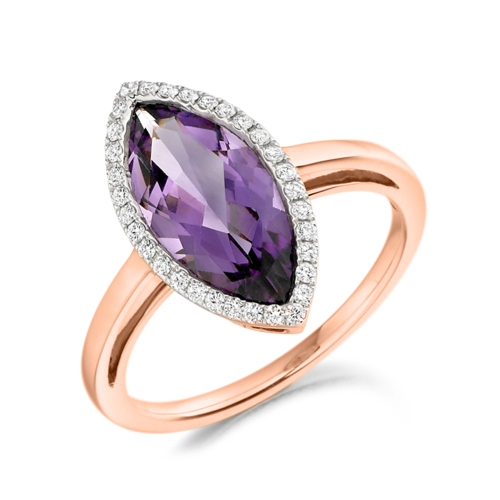 4 Prong Marquise Rose Gold Signature Lab Grown Diamond Rings