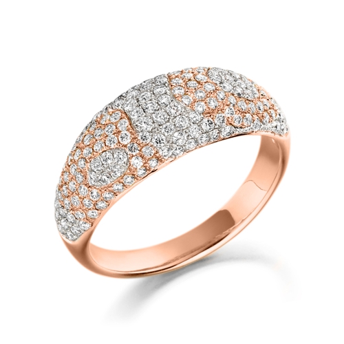 Pave Setting Round Rose Gold Luxe orbit Eternity Diamond Rings