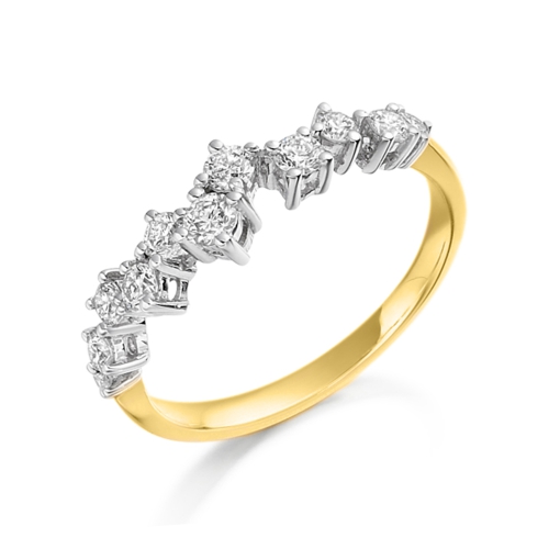 4 Prong Round Yellow Gold Abstract Eternity Engagement Rings