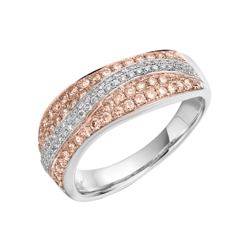 Pave Setting Round Rose Gold Evoke Eternity Diamond Rings