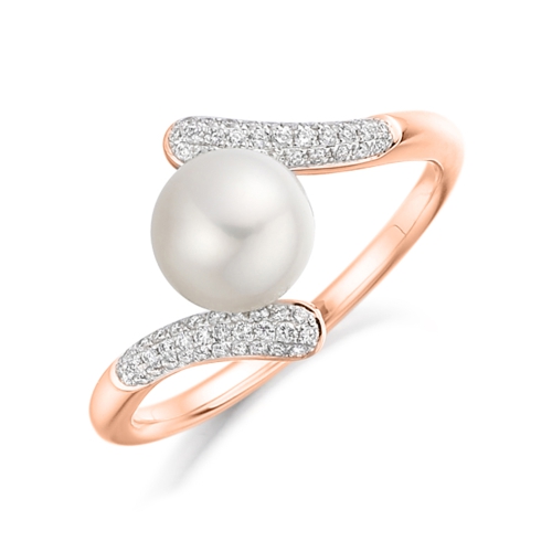 Pave Setting Round Rose Gold Grace Lab Grown Diamond Rings