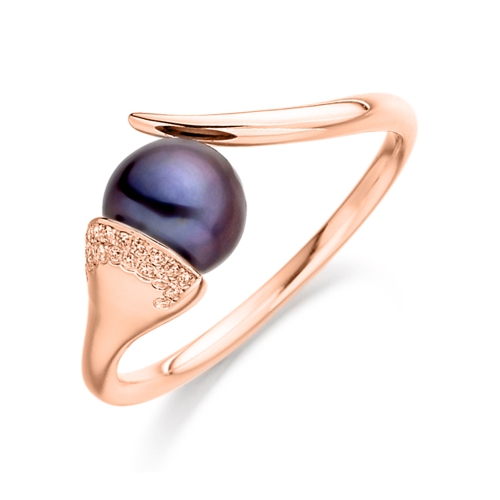 Pave Setting Round Rose Gold Whisper Lab Grown Diamond Rings