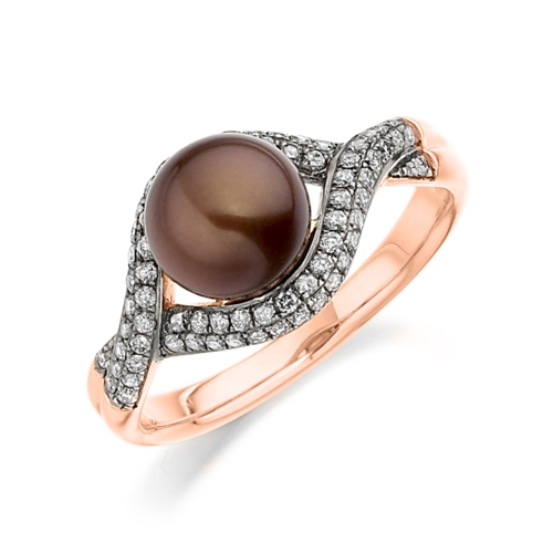 Pave Setting Round Rose Gold Vibrance Lab Grown Diamond Rings