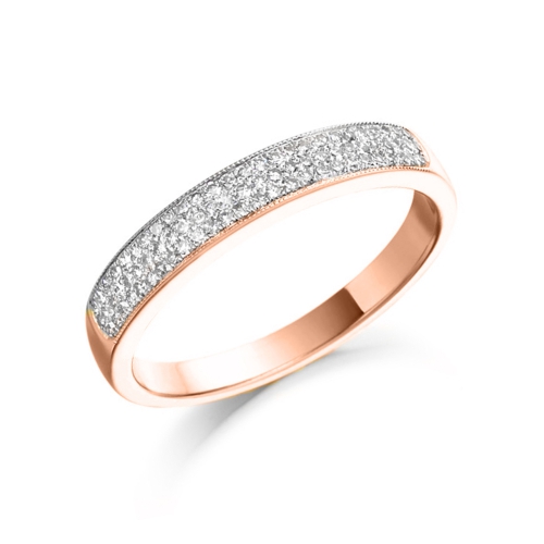 Pave Setting Round Rose Gold Mysticradiance Eternity Engagement Rings