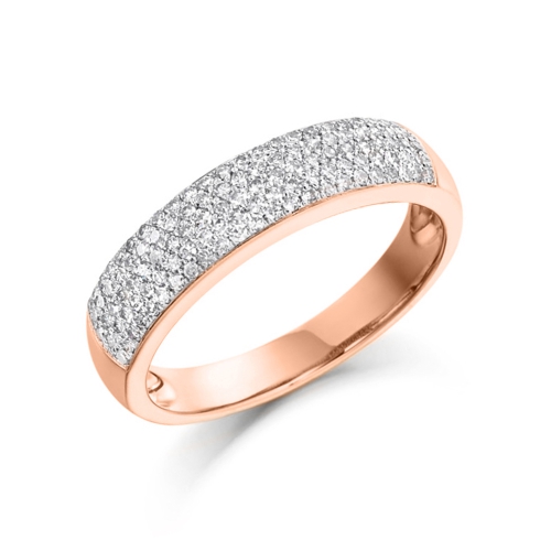 Pave Setting Round Rose Gold Royal Eternity Engagement Rings