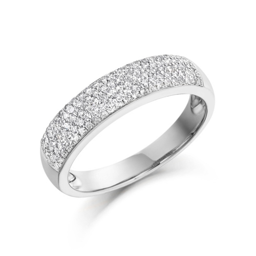 Pave Setting Round Royal Half Eternity Engagement Rings