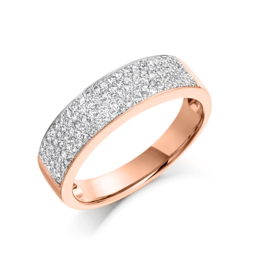 Pave Setting Round Rose Gold Perennial Eternity Engagement Rings