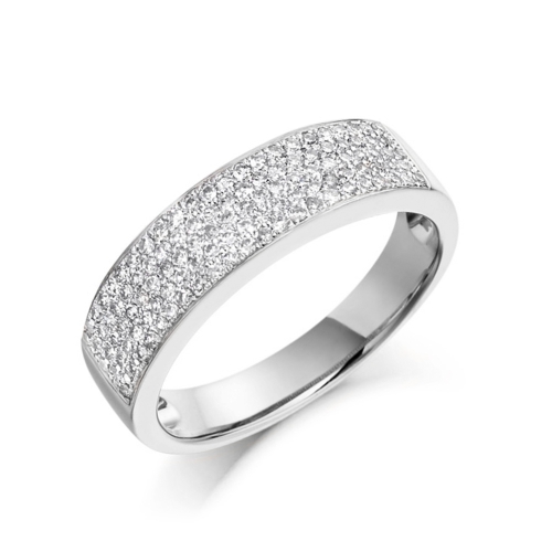 Pave Setting Round Perennial Half Eternity Engagement Rings