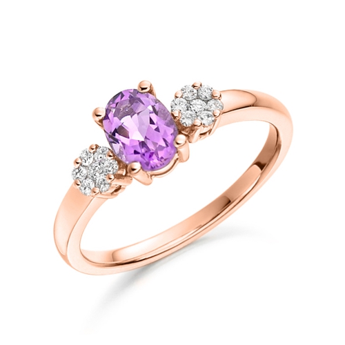 4 Prong Oval Rose Gold Vow Naturally Mined Diamond Rings